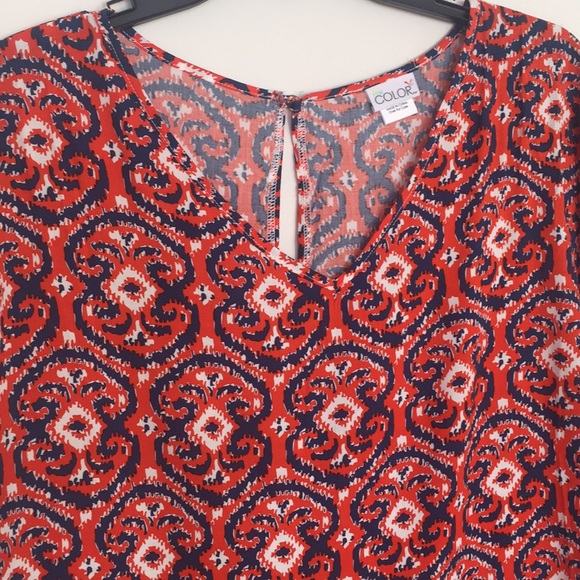 NEW Orange and Navy IKAT Sleeveless Shift Dress. - Picture 3 of 7